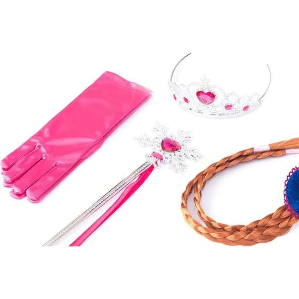 5 Pcs, Kids Princess Costume Fancy Dress Party with Accessories